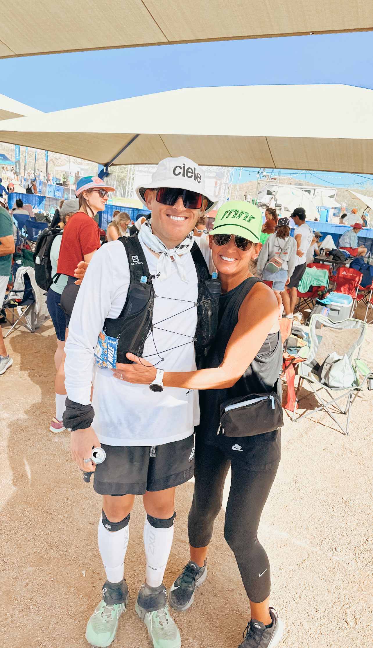 Alex Daniels and his mom at an ultramarathon race